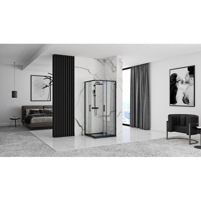 Душевая кабина Rea Punto 90x90 Black REA-K4801 (90x90 см, стекло прозрачное, профиль черный), Доступные размеры: 90 x 90, Цвет производителя: черный матовый, фото 6