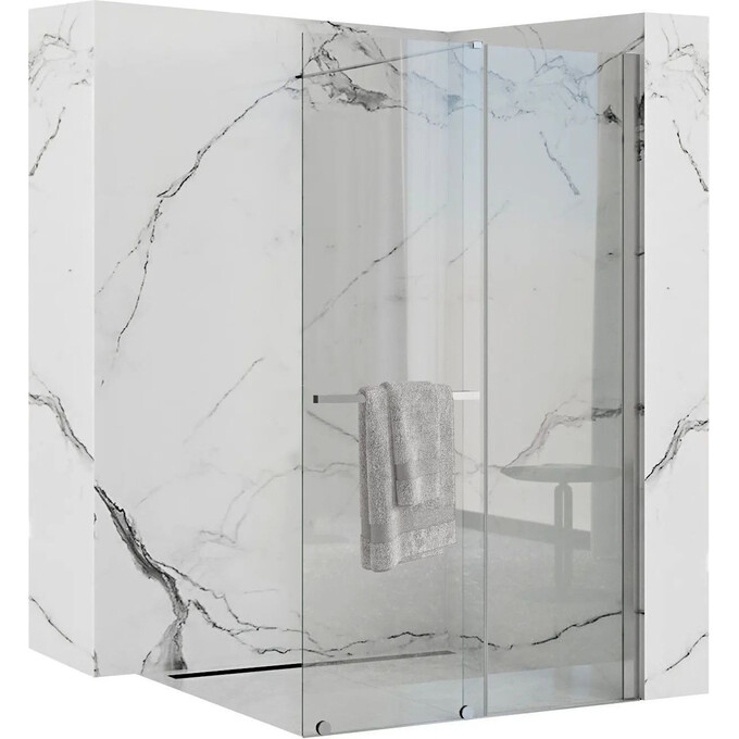 Душова стінка Rea Cortis 100 REA-K7210 (100 см, скло прозоре, профіль хром), фото 