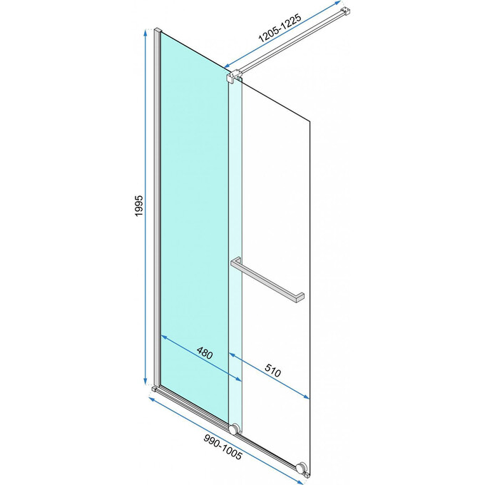 Душова стінка Rea Cortis 100 REA-K7210 (100 см, скло прозоре, профіль хром), фото , изображение 7