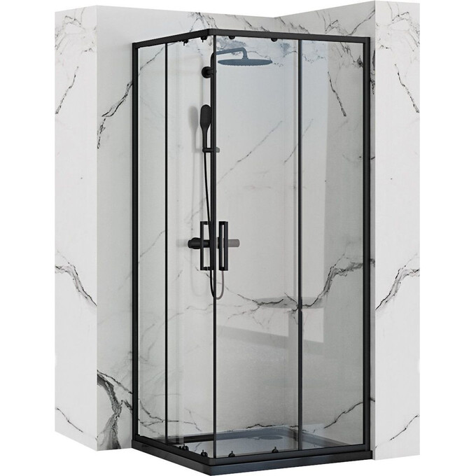 Душевая кабина Rea Punto 80x80 Black REA-K4800 (80x80 см, стекло прозрачное, профиль черный), Доступные размеры: 80 x 80, Цвет производителя: черный матовый, фото 