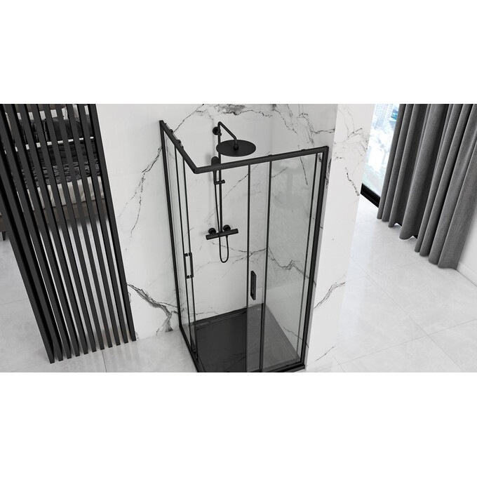 Душевая кабина Rea Punto 80x80 Black REA-K4800 (80x80 см, стекло прозрачное, профиль черный), Доступные размеры: 80 x 80, Цвет производителя: черный матовый, фото 3