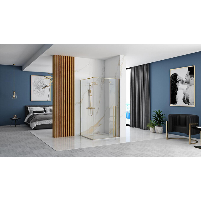 Душова кабіна Rea Fargo 90x90 Gold REA-K4903 (90x90 см, скло прозоре, профіль золотий), фото , изображение 3