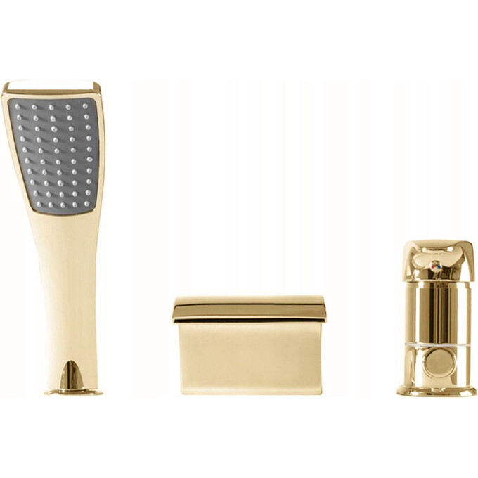 Змішувач на борт ванни Rea Riven Gold REA-B0497 (золотий, каскадний вилив, на три отвори), фото , изображение 2