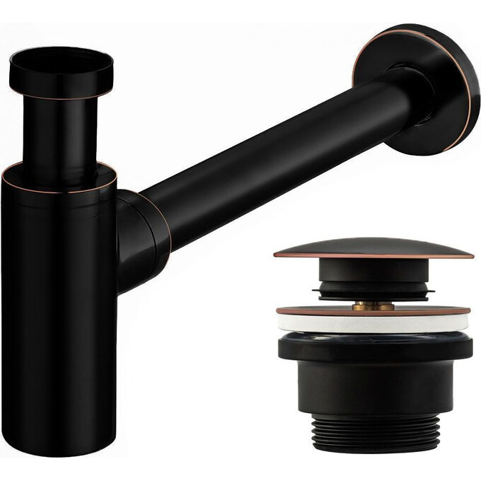 Сифон для раковини з донним клапаном Rea REA-A8536 (Clik-Clak, чорний), фото 