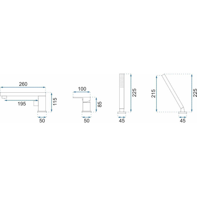 Смеситель на борт ванны Rea Glen Gold REA-B6631 (золотой, на три отверстия), фото 2