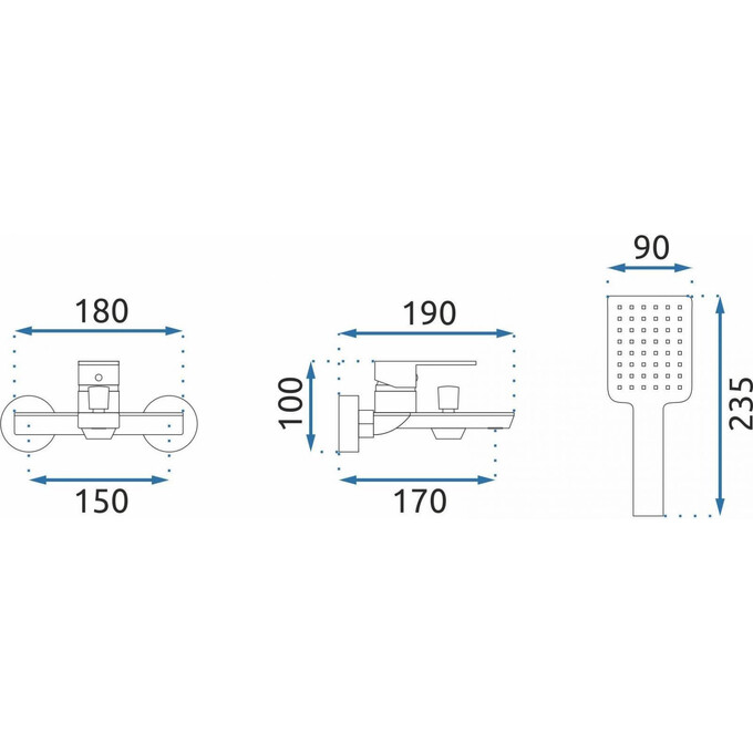Смеситель для ванны Rea Urban REA-B9906 (хром, с лейкой и шлангом), фото 7