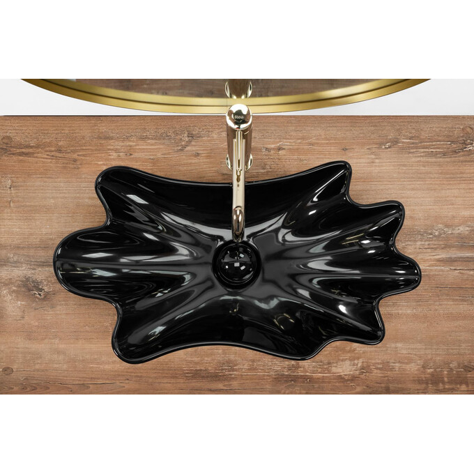 Умивальник Rea Infinity Black REA-U3401 (62x33 см, чорний, чаша, з донним клапаном), фото , изображение 4