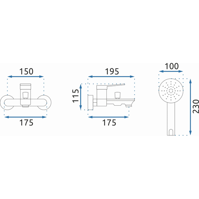 Смеситель для ванны REA VIRAL GOLD золотой настенный, фото 5