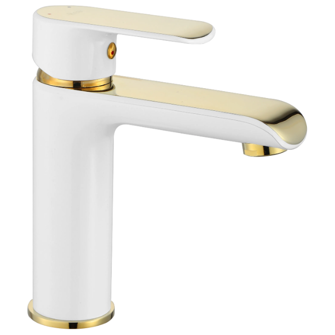 Змішувач для умивальника Rea Bloom REA-B9919 (білий/золотий), фото 