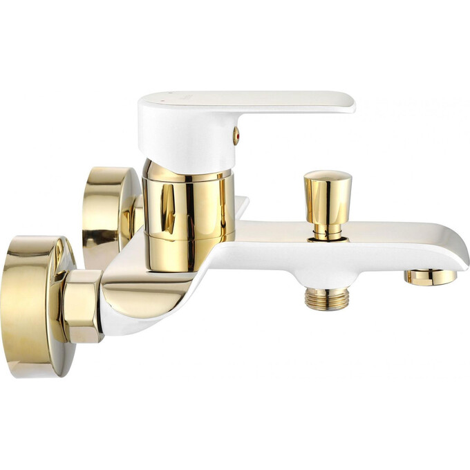 Змішувач для ванни Rea Bloom REA-B9932 (білий/золотий, з лійкою та шлангом), фото , изображение 4