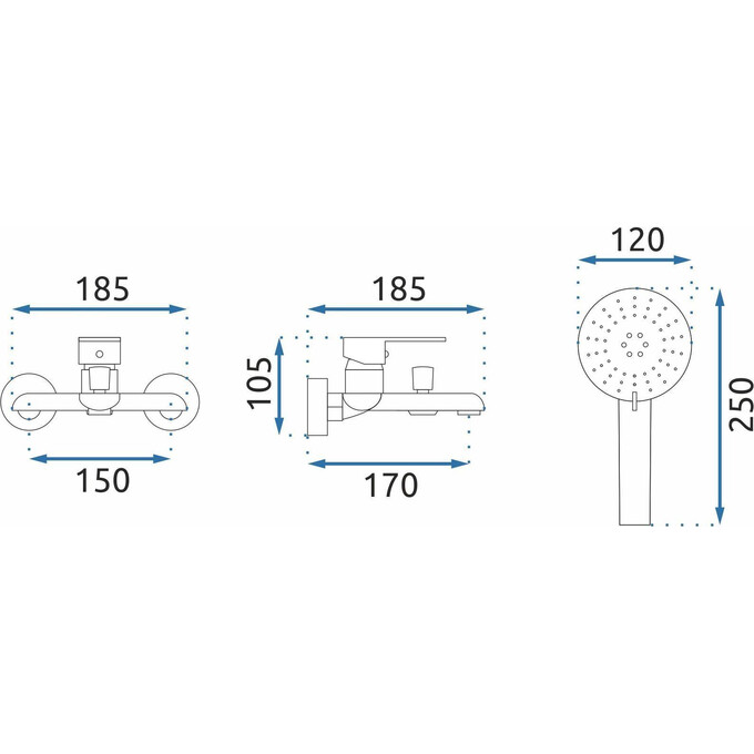Змішувач для ванни Rea Bloom REA-B9932 (білий/золотий, з лійкою та шлангом), фото , изображение 7
