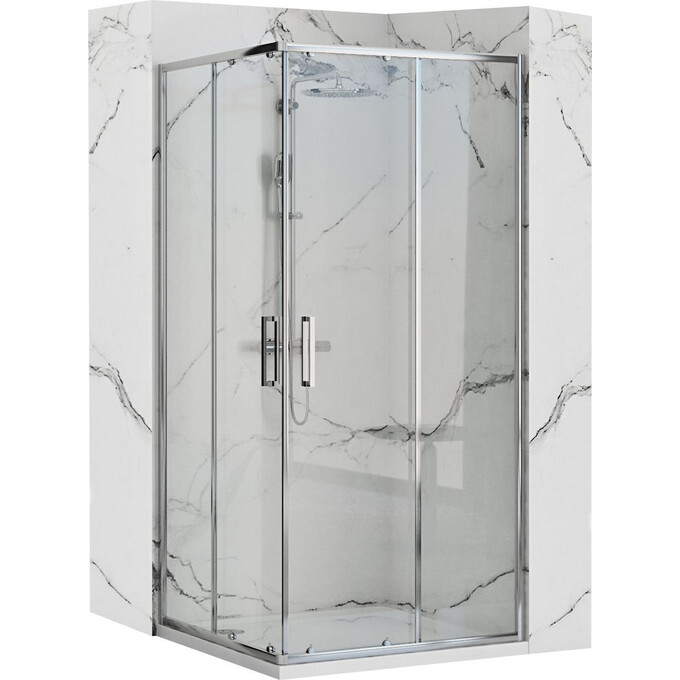 Душевая кабина Rea Punto 80x80 REA-K0863 (80x80 см, стекло прозрачное, профиль хром), Доступные размеры: 80 x 80, Цвет производителя: хром, фото 