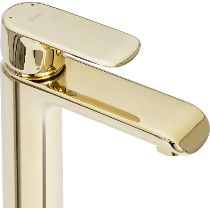 Змішувач для умивальника Rea Bloom Gold High REA-B6201 (золотий, високий), фото , изображение 2