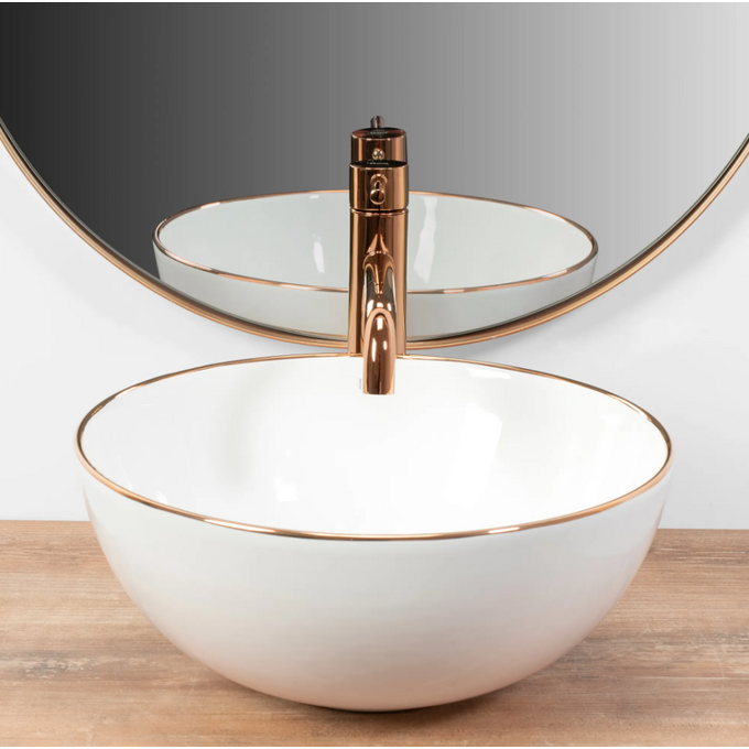 Раковина Rea Stella Rose Gold Edge REA-U7444 (36x36 см, біла/рожеве золото, чаша), фото , изображение 3