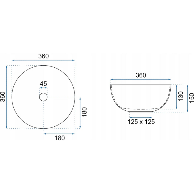 Раковина Rea Stella Rose Gold Edge REA-U7444 (36x36 см, біла/рожеве золото, чаша), фото , изображение 6