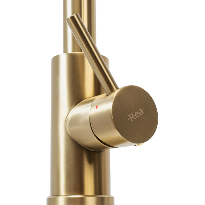 Змішувач для кухні Rea Fresh Brush Gold REA-B9148 (золотий, з висувною лійкою), фото , изображение 6