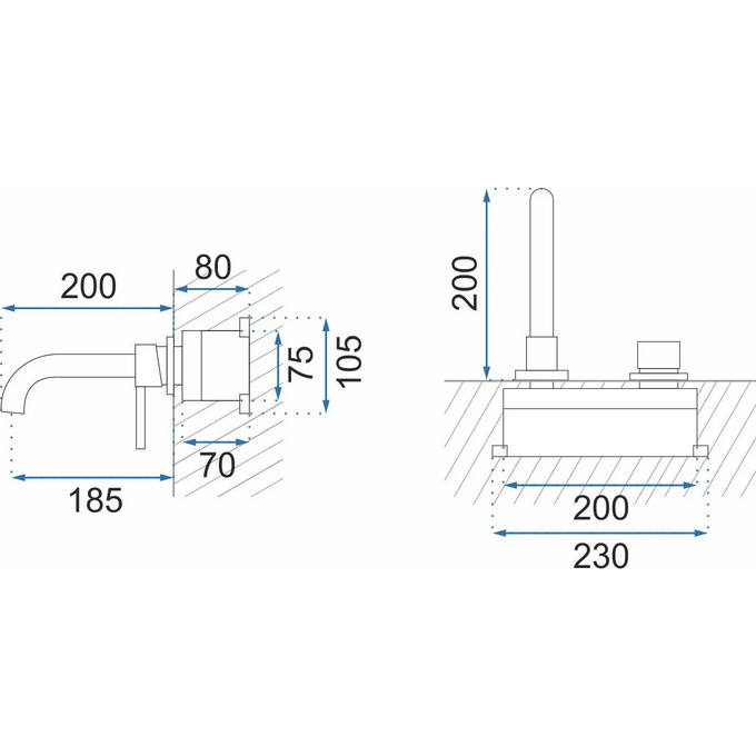 Змішувач прихованого монтажу для умивальника Rea Lungo Long Gold REA-B0370 (золото, довгий, внутрішня частина в комплекті), Колір виробника: золото, фото , изображение 12