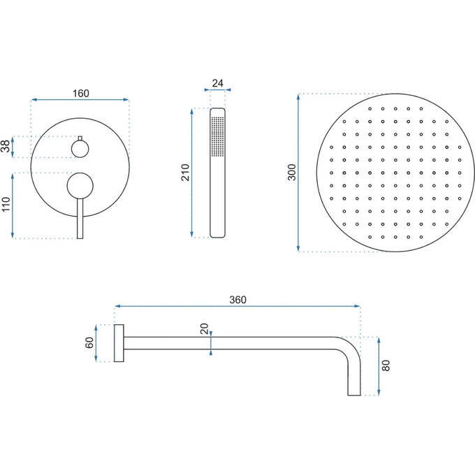 Душова система прихованого монтажу Rea Lungo Gold Matt+Box REA-P4160 (золота матова), Колір виробника: матове золото, фото , изображение 7