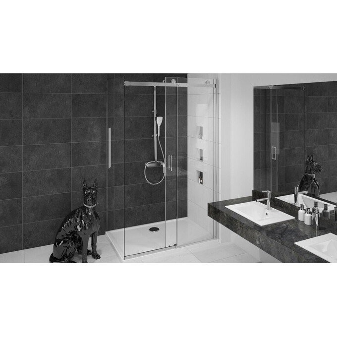 Бічна стінка Rea Nixon-2 100 REA-K5014 (100 см, прозоре скло, профіль хром), фото , изображение 2