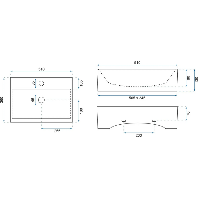 Умивальник Rea Bonita G REA-U5521 (51x36 см, накладний/підвісний), фото , изображение 6
