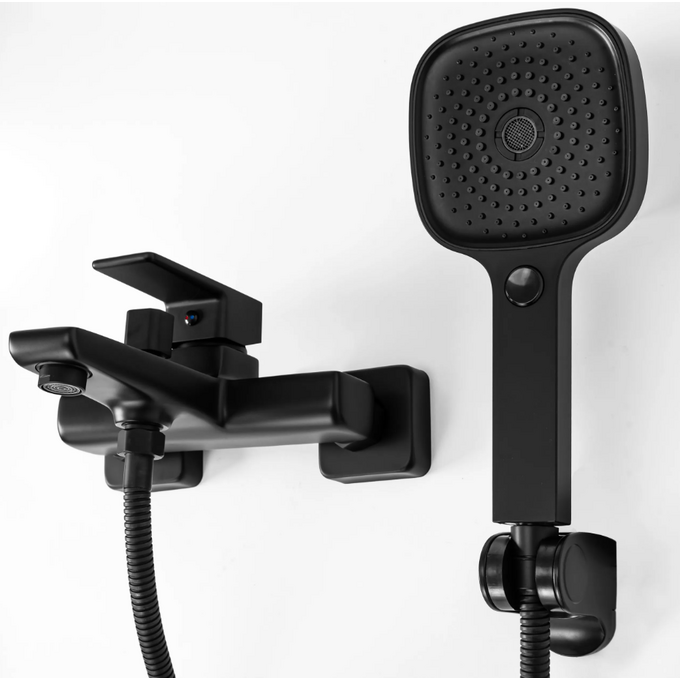 Змішувач для ванни Rea Orix REA-B5133 (чорний, з лійкою та шлангом), фото , изображение 4