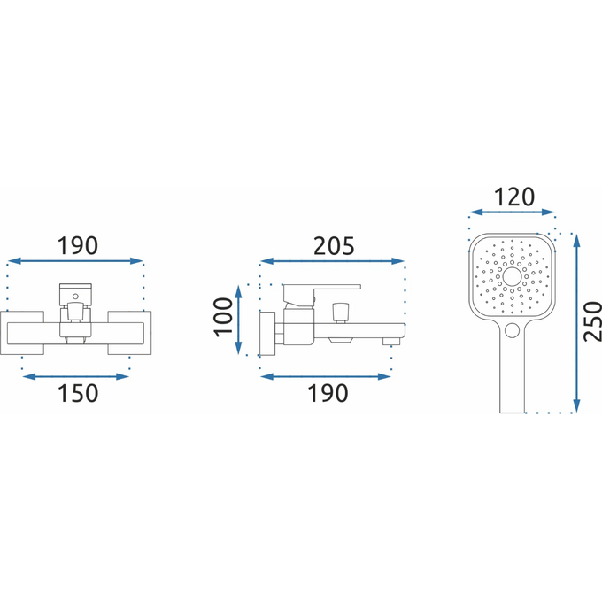Змішувач для ванни Rea Orix REA-B5133 (чорний, з лійкою та шлангом), фото , изображение 5
