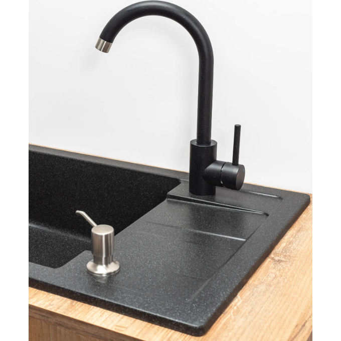Кухонна мийка зі змішувачем Rea Nils Black ZLE-00100 (62x44 см, чорна, з дозатором та сифоном), Колір виробника: чорний, фото , изображение 6