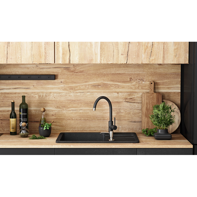 Кухонна мийка зі змішувачем Rea Nils Black ZLE-00100 (62x44 см, чорна, з дозатором та сифоном), Колір виробника: чорний, фото , изображение 3