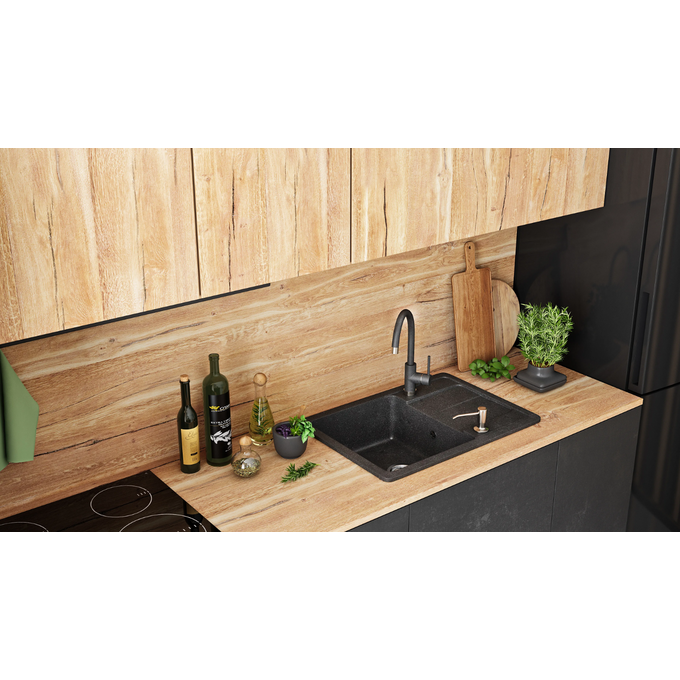 Кухонна мийка зі змішувачем Rea Nils Black ZLE-00100 (62x44 см, чорна, з дозатором та сифоном), Колір виробника: чорний, фото , изображение 4