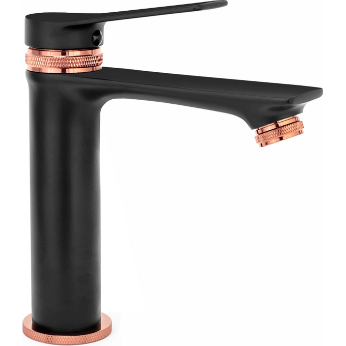 Змішувач для умивальника Rea Viral Black Rose Gold Low REA-B2025 (чорний/рожеве золото), фото , изображение 2