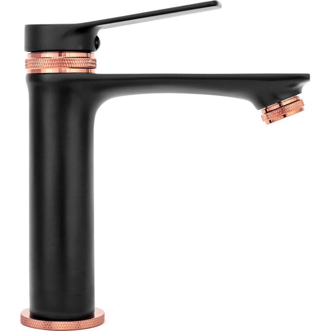Змішувач для умивальника Rea Viral Black Rose Gold Low REA-B2025 (чорний/рожеве золото), фото , изображение 4