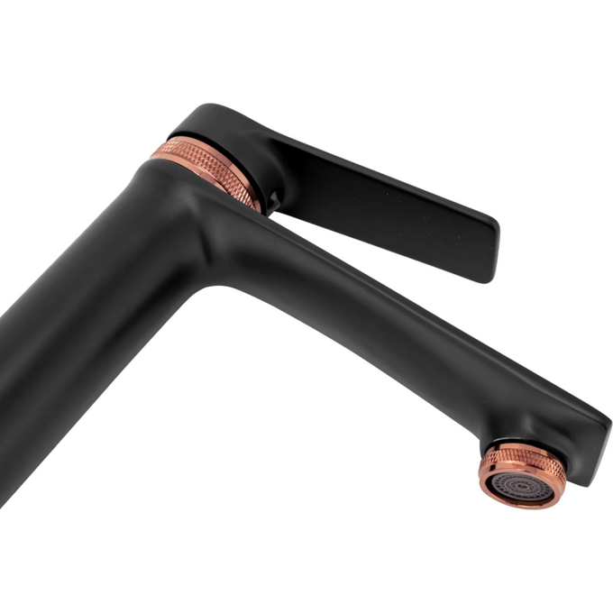 Змішувач для умивальника Rea Viral Black Rose Gold Low REA-B2025 (чорний/рожеве золото), фото , изображение 6