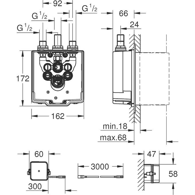 Скрытый монтажный блок для душа Grohe Eurosmart Cosmopolitan E 36416001, фото 4