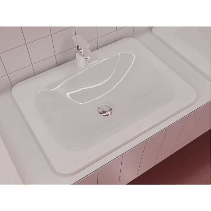 Miraggio California 0000158 Умивальник прямокутний врізний 61x45 см, білий глянець, Технологія виробництва: Miramarble, Колір виробника: білий глянець, фото , изображение 2
