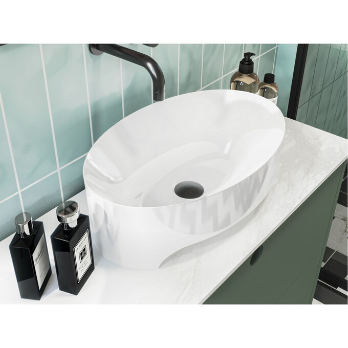 Miraggio Evora 0000189 Умивальник накладний овальний 50x32 см, білий глянець, Технологія виробництва: Miramarble, Колір виробника: білий глянець, фото , изображение 2