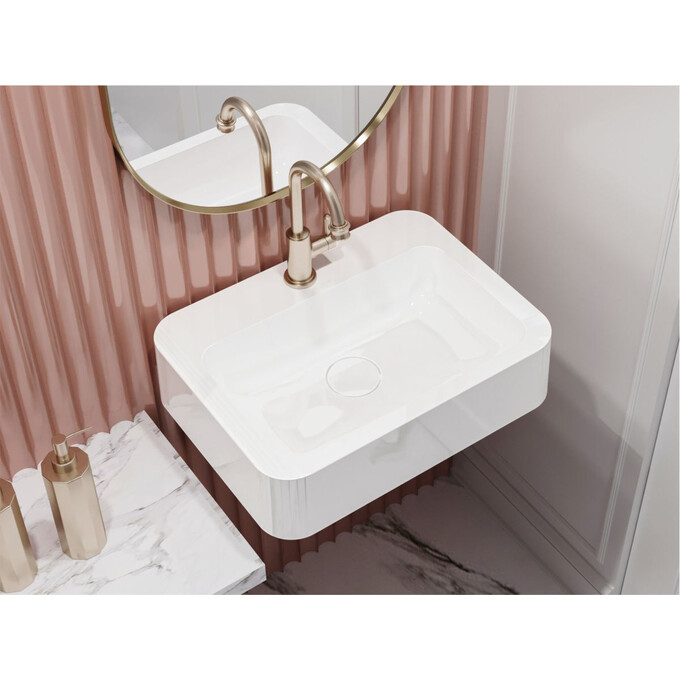 Умивальник Miraggio Kelley Miramarble 0000944 (55x41 см), Технологія виробництва: Miramarble, Колір виробника: білий глянець, фото , изображение 2