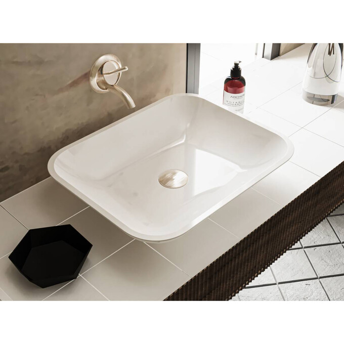 Miraggio Marteen 0000654 Умивальник прямокутний накладний 49x40 см, білий глянець, Технологія виробництва: Miramarble, Колір виробника: білий глянець, фото , изображение 2