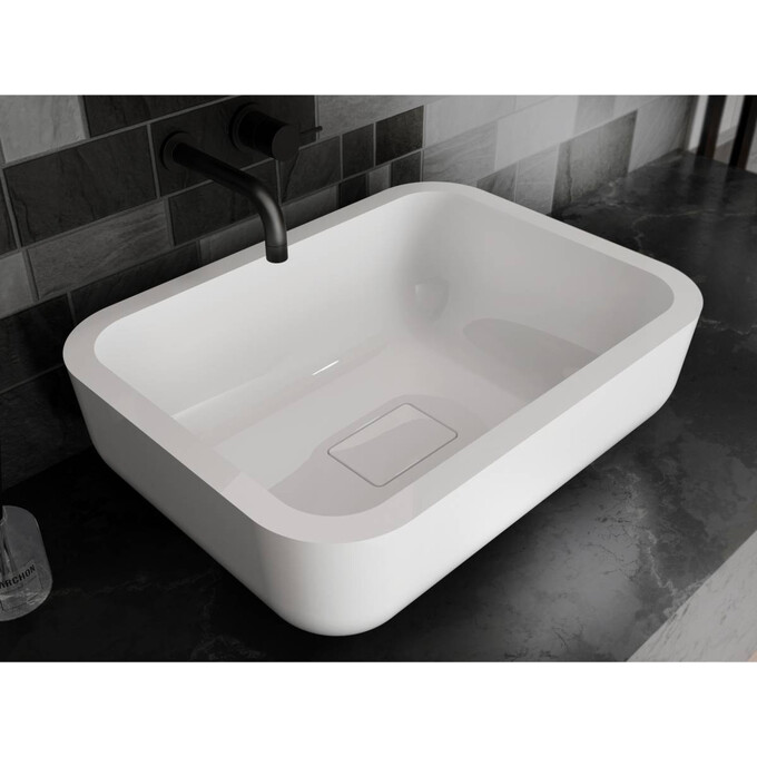Miraggio Monaco 0000218 Умивальник прямокутний накладний 59x44 см, білий глянець, Технологія виробництва: Miramarble, Колір виробника: білий глянець, фото , изображение 2