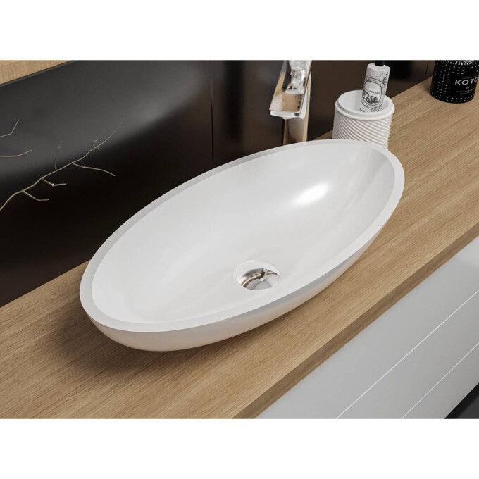 Miraggio Nice 0000222 Умивальник накладний овальний 59x29 см, білий глянець, Технологія виробництва: Miramarble, Колір виробника: білий глянець, фото , изображение 2