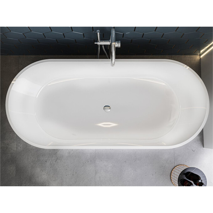 Мармурова ванна Miraggio Siena Miramarble 0000936 (180x80 см, окремостояча), Технологія виробництва: Miramarble, Колір виробника: білий глянець, фото , изображение 5