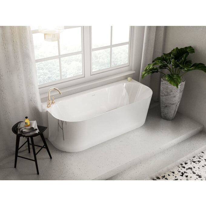 Мармурова ванна Miraggio Bali Miramarble 0000262 (170x75 см, пристінна), Технологія виробництва: Miramarble, Колір виробника: білий глянець, фото , изображение 2