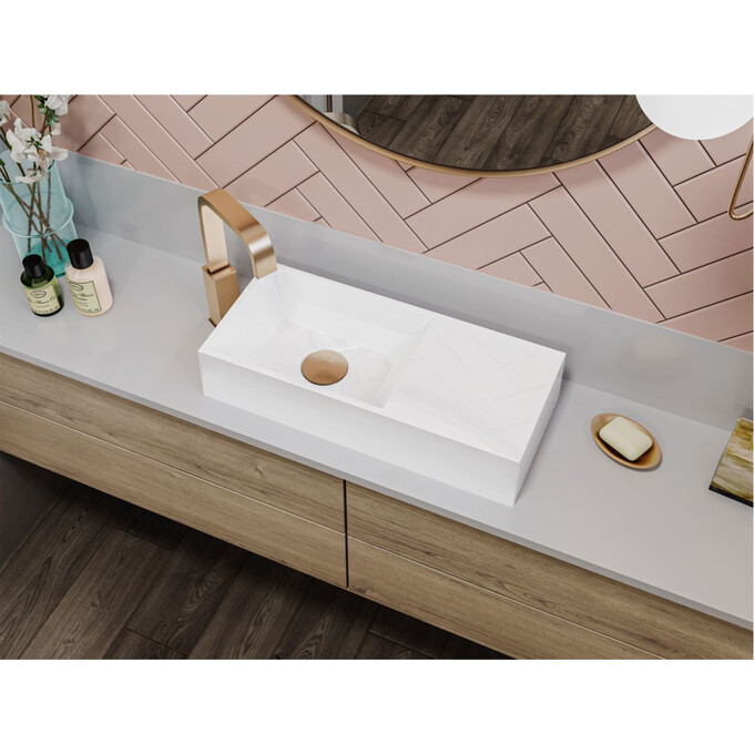 Умивальник Miraggio Copper 500 Miramarble 0001052 (50x22 см, з крилом), Доступні розміри: 50 x 22, Технологія виробництва: Miramarble, Колір виробника: білий глянець, фото , изображение 4