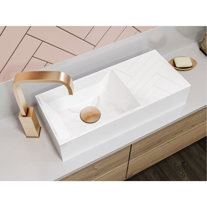 Умивальник Miraggio Copper 500 Miramarble 0001052 (50x22 см, з крилом), Доступні розміри: 50 x 22, Технологія виробництва: Miramarble, Колір виробника: білий глянець, фото , изображение 2