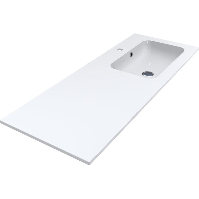 Умывальник-столешница Miraggio Della 1200 R Miramarble 0000912 (120x45.1 см, с крылом), Доступные размеры: 120 x 45 R, Технология производства: Miramarble, Цвет производителя: белый глянец, фото 