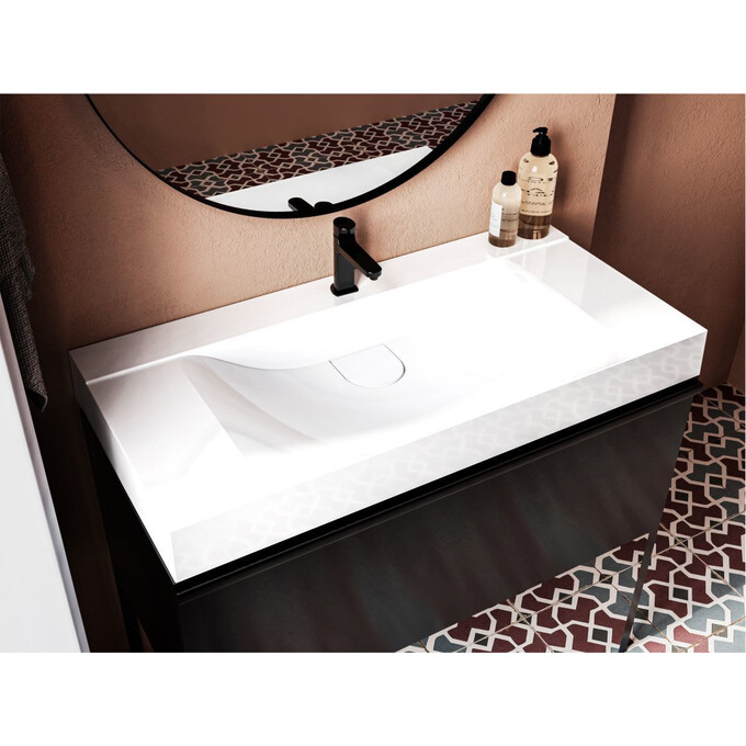 Умивальник Miraggio Fly 1000 Miramarble 0000733 (100x48 см, з крилом), Доступні розміри: 100 x 48, Технологія виробництва: Miramarble, Колір виробника: білий глянець, фото , изображение 2