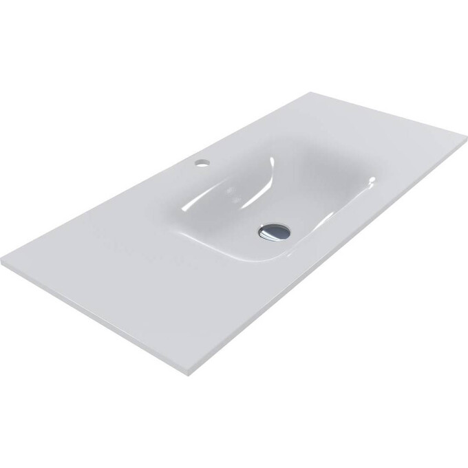 Умивальник Miraggio Jessel 1000 Miramarble 0000796 (100x45 см, з крилом), Доступні розміри: 100 x 45, Технологія виробництва: Miramarble, Колір виробника: білий глянець, фото 