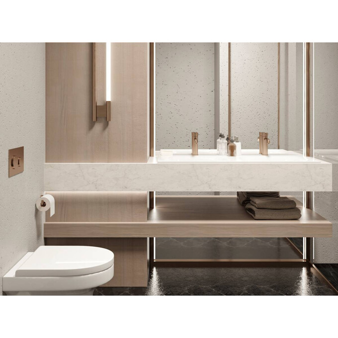 Подвійна раковина Miraggio Jessel 1100-2 Miramarble 0000923 (110x45 см), Доступні розміри: 110 x 45 (2), Технологія виробництва: Miramarble, Колір виробника: білий глянець, фото , изображение 3