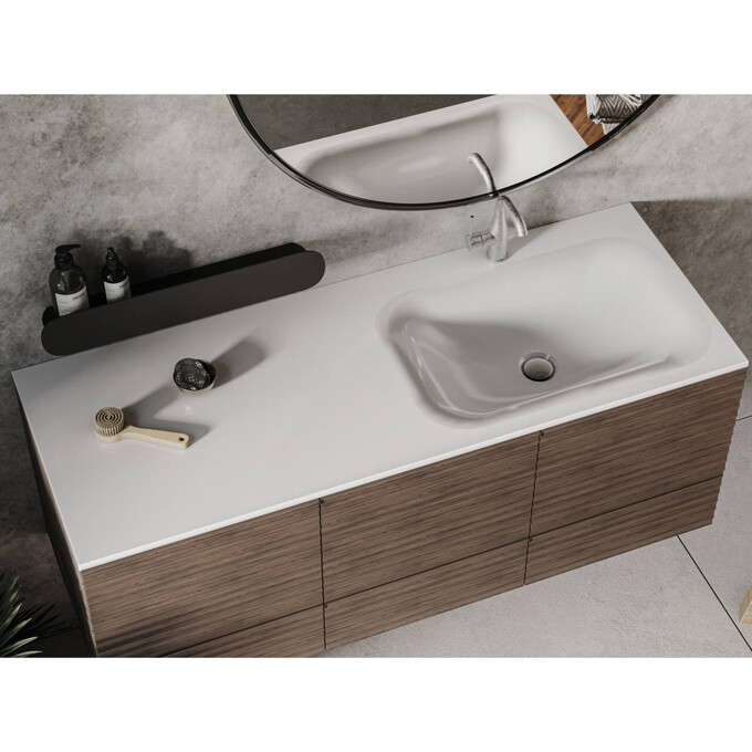 Умывальник-столешница Miraggio Jessel 1200 L Miramarble 0001057 (120x45 см, с крылом), Доступные размеры: 120 x 45 L, Технология производства: Miramarble, Цвет производителя: белый глянец, фото 4