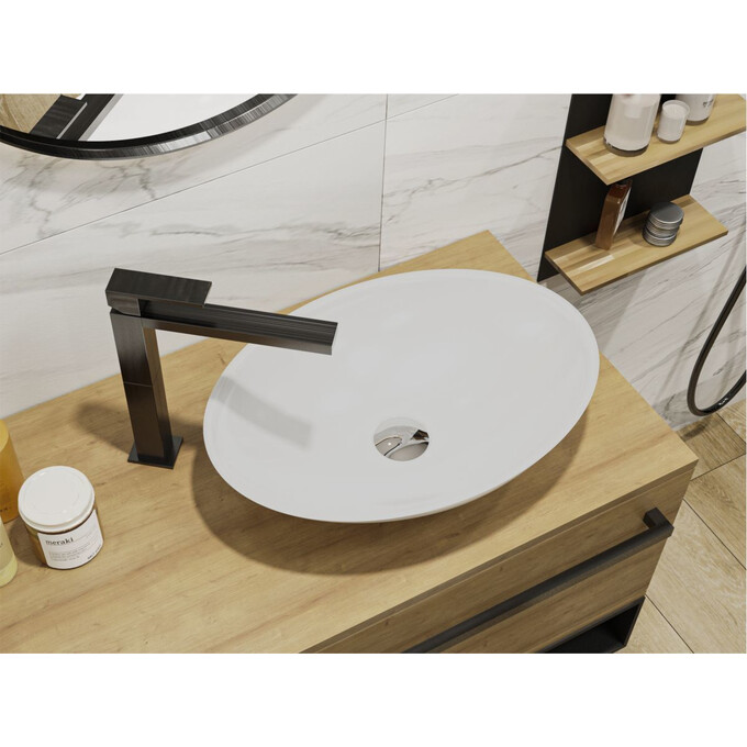 Умывальник Miraggio Kristina Miramarble 0000761 (50x35 см), Технология производства: Miramarble, Цвет производителя: белый глянец, фото 2