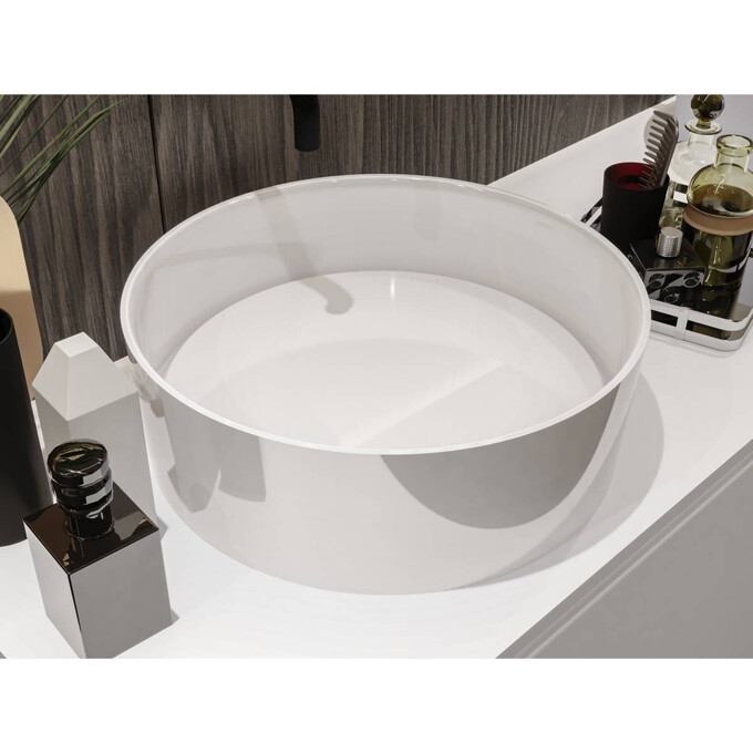 Miraggio Lola 0000640 Умивальник накладний круглий 45x45 см, білий глянець, Технологія виробництва: Miramarble, Колір виробника: білий глянець, фото , изображение 2